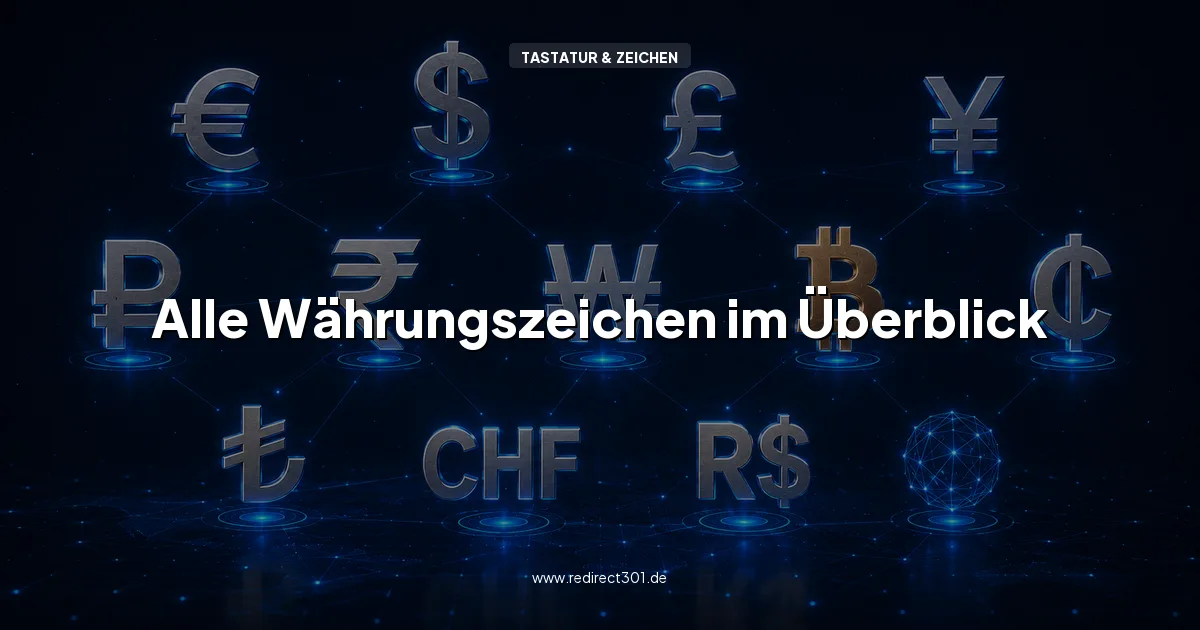 Währungszeichen Übersicht - alle Symbole, ISO-Codes und Tastenkürzel