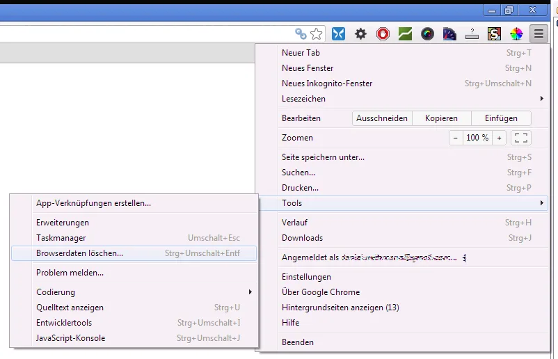 Chrome Cache leeren Einstellungen