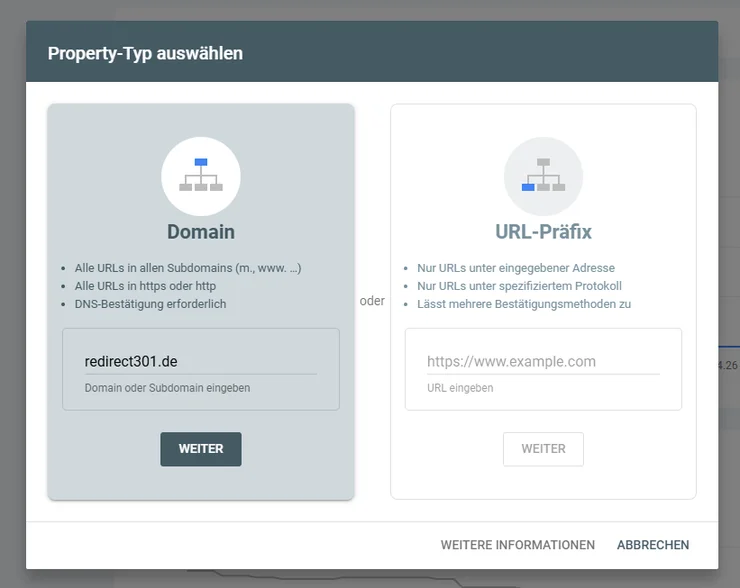 Domain-Property: Domain ohne https und www eingeben