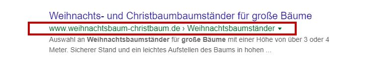 Navigationspfad als Brotkrumen in der Google-Suchergebnisseite