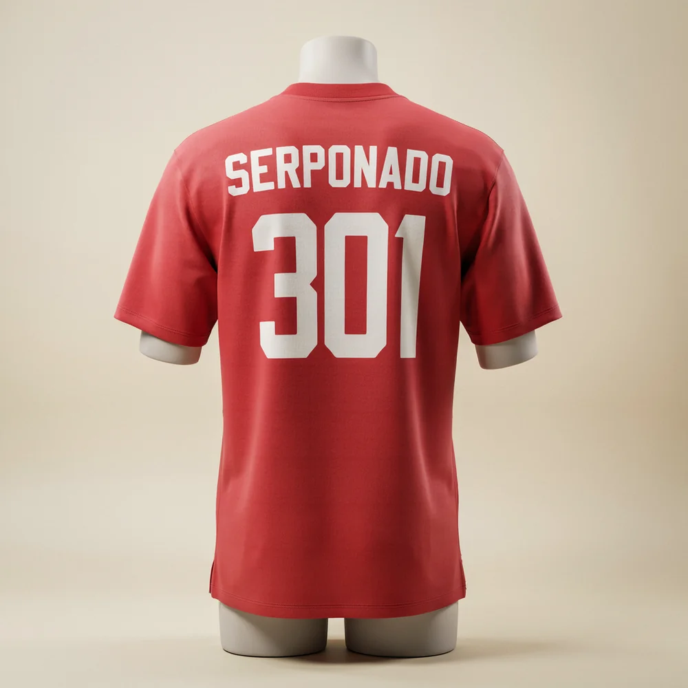 Heim-Trikot von Serponado, Rückseite: Name SERPONADO und Nummer 301