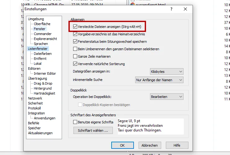 WinSCP mit sichtbaren versteckten Dateien (.htaccess)