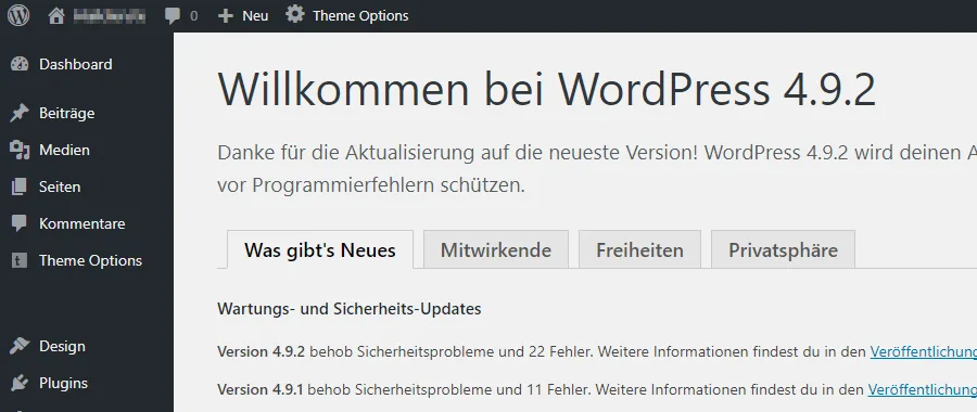 WordPress Update erfolgreich durchgeführt