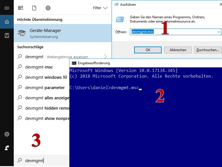 Gerätemanager mit devmgmt.msc starten