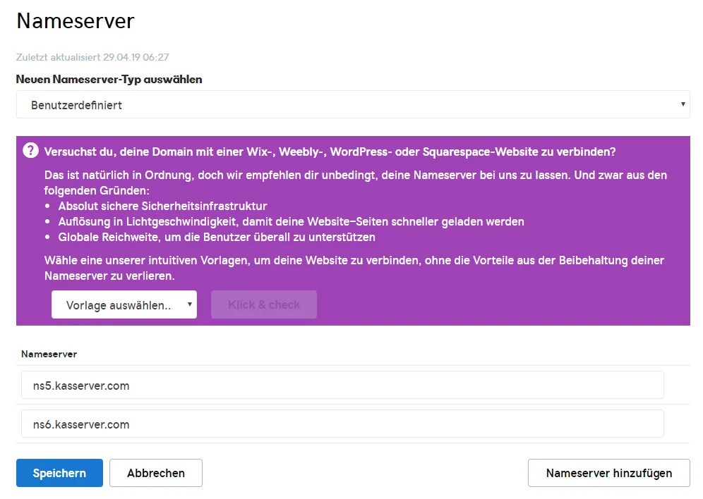 GoDaddy - Nameserver auf All-Inkl umstellen