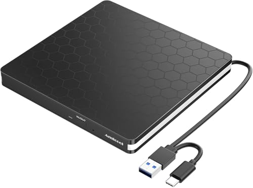 Amicool Externes CD/DVD-Laufwerk (USB 3.0 + USB-C)
