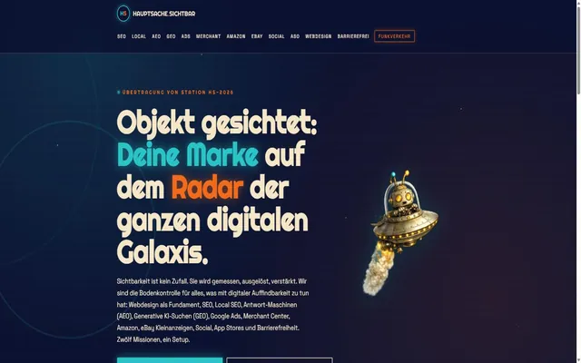 Startseite von hauptsache-sichtbar.de zu digitaler Sichtbarkeit in SEO, KI-Suche, Ads und Marktplätzen