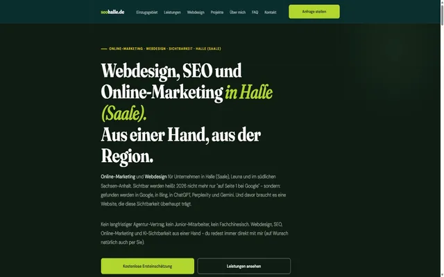 Startseite von seohalle.de für Webdesign, SEO und Online-Marketing in Halle an der Saale