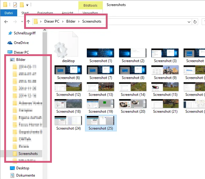 Screenshot-Ordner unter Windows 10 und 11