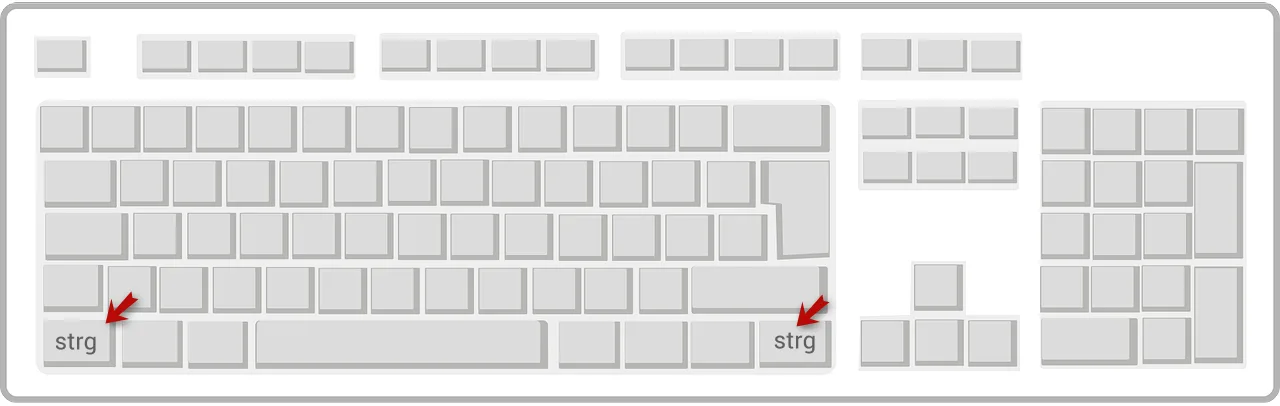 Strg-Taste Position auf der Tastatur