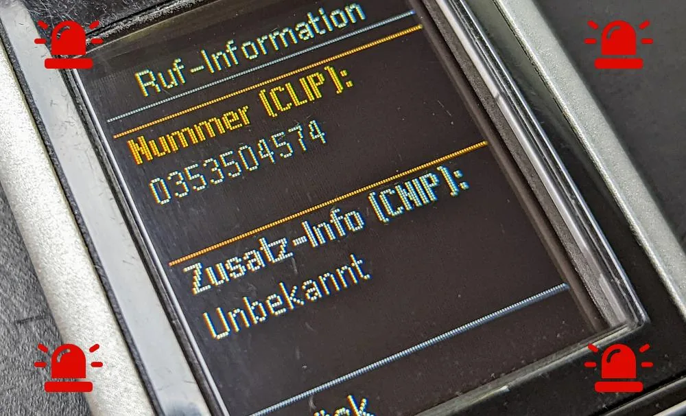 Anruf der Nummer 03535 04574 auf dem Telefon