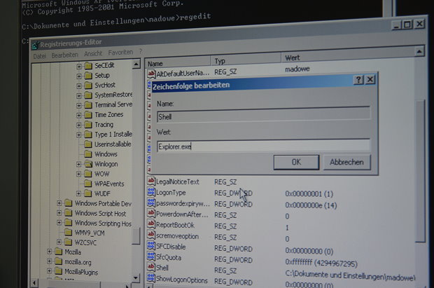 Shell im Registrierungs-Editor