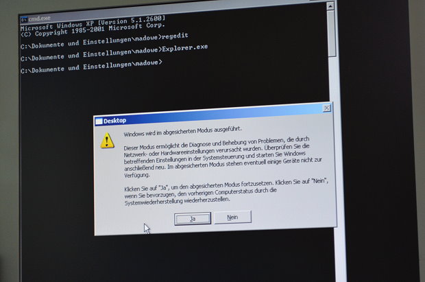 Explorer.exe aus dem DOS-Fenster starten