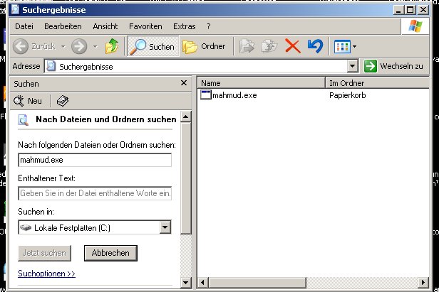 Suche nach der mahmud.exe