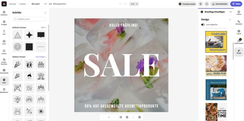Screenshot: Adobe Express