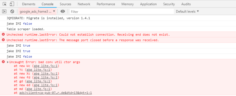 Ads-Fehler in der Browser-Console