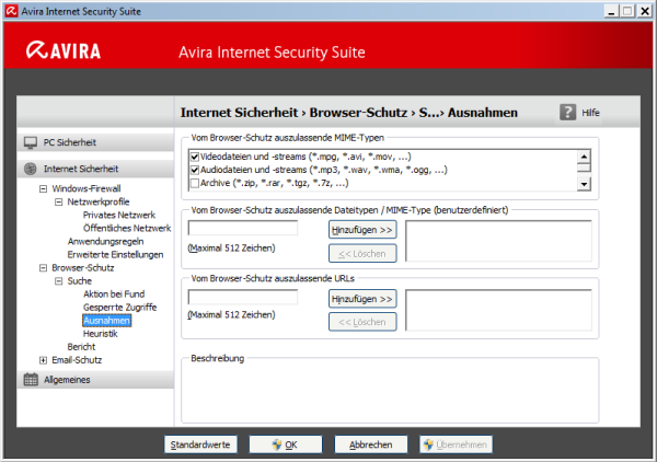 Avira Internet Security Konfiguration Avira Internet Security Konfiguration