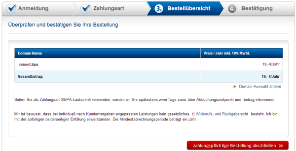 Domain-Bestellung bei United Domains
