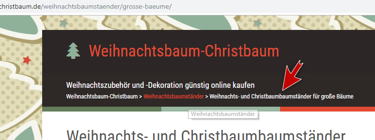 Beispiel für eine Breadcrumb-Navigation
