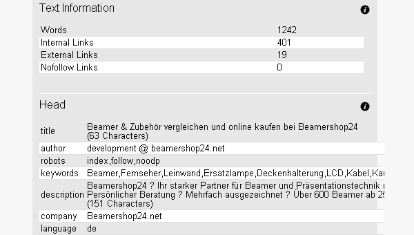 Browseo-Überprüfung für Beamershop24.net Browseo-Überprüfung für Beamershop24.net