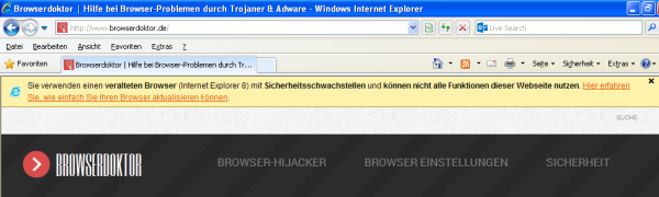 Infoleiste von Browser-Update.org