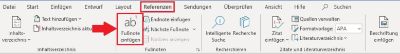 Fußnote bei Word einfügen