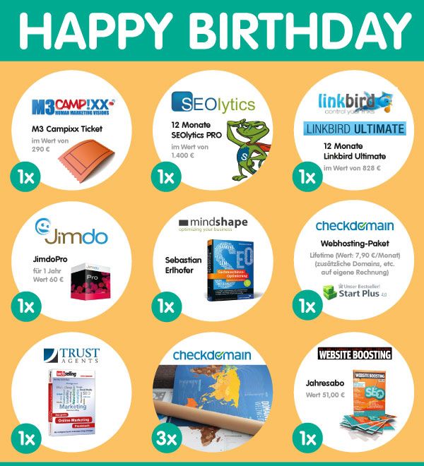 Riesiges Gewinnpaket bei SeoTrainee.de Geburtstag