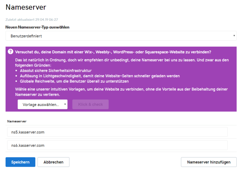 Nameserver bei GoDaddy auf All-Inkl umstellen