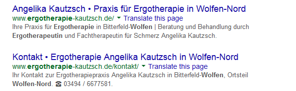 Google Suchergebnisseite - Ergotherapie Wolfen Nord