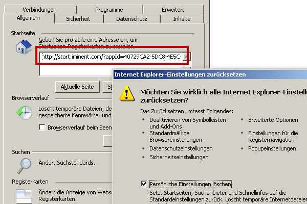 IE8 Browsereinstellungen