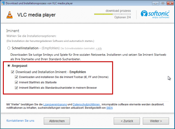 Iminent-Installation durch VLC Media Player