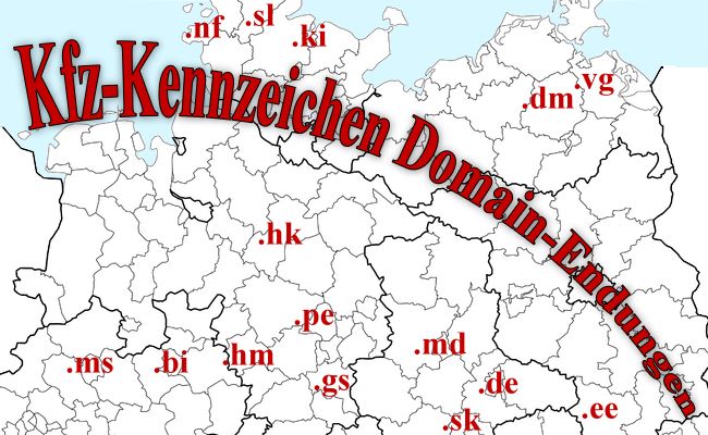 Kfz-Kennzeichen Domain-Endungen in Deutschland
