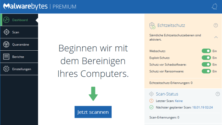 Malwarebytes 3 Premium, inkl. Anti Ransomware