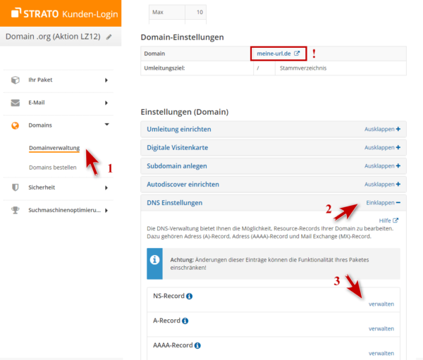 Nameserver ändern bei Strato