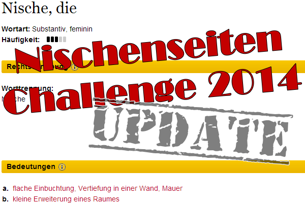 Nischenseiten-Challenge 2014 - Update