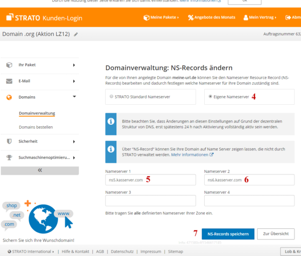 NS-Record ändern bei Strato