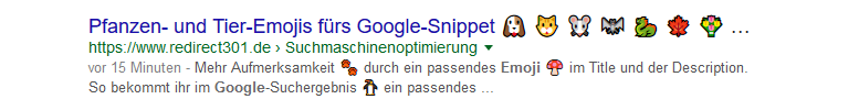 Pflanzen- und Tier-Emojis im Google-Snippet