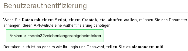 Piwik Auth Token Piwik Auth Token