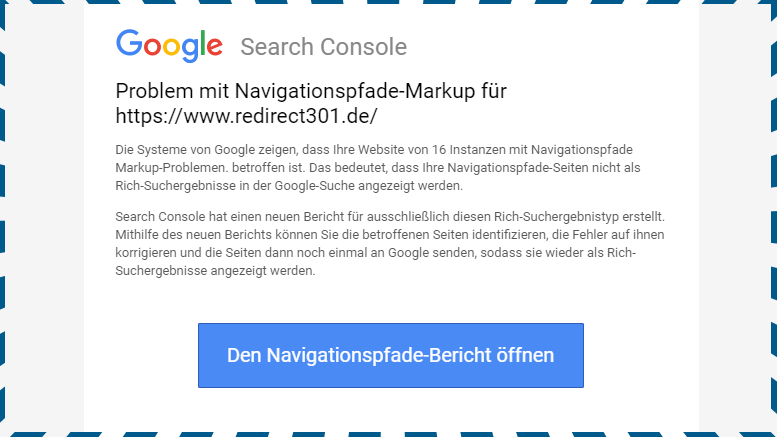 Google Search Console: Problem mit Navigationspfade-Markup