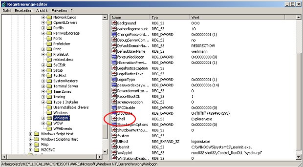 Windows-Registry - Pfad zur jashla.exe