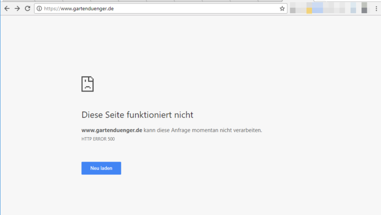 Webseite funktioniert nicht: HTTP Error 500