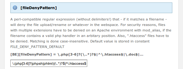 Typo3 filePatternDeny