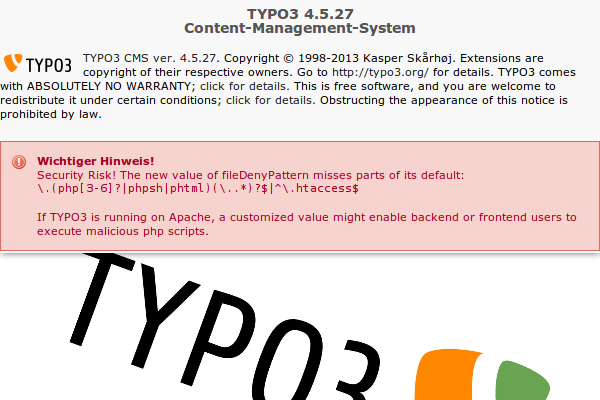 Typo3 Security Risk! (fileDenyPattern)