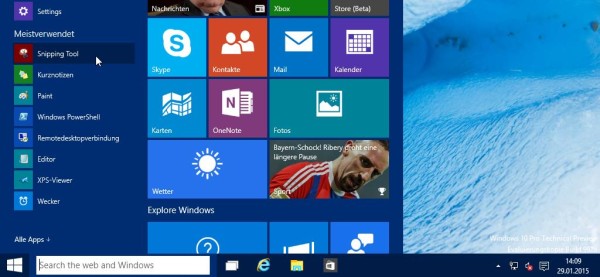 Das Windows 10 Startmenü