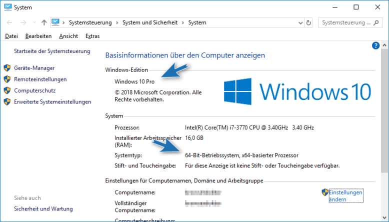 Windows 10 Systeminformationen