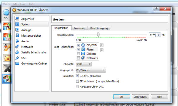 Grundeinstellungen: Windows 10 VirtualboxGrundeinstellungen: Windows 10 Virtualbox