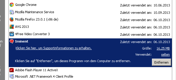 Windows XP: Iminent deinstallieren
