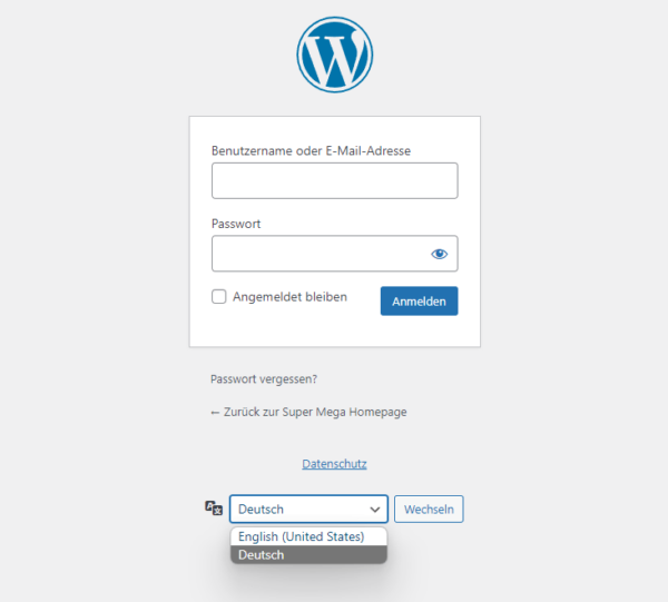 WordPress Sprachauswahl nach Update auf WP 5.9